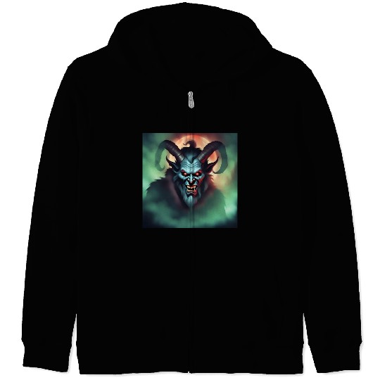 Krampus in Green Fog Zip Hoodies