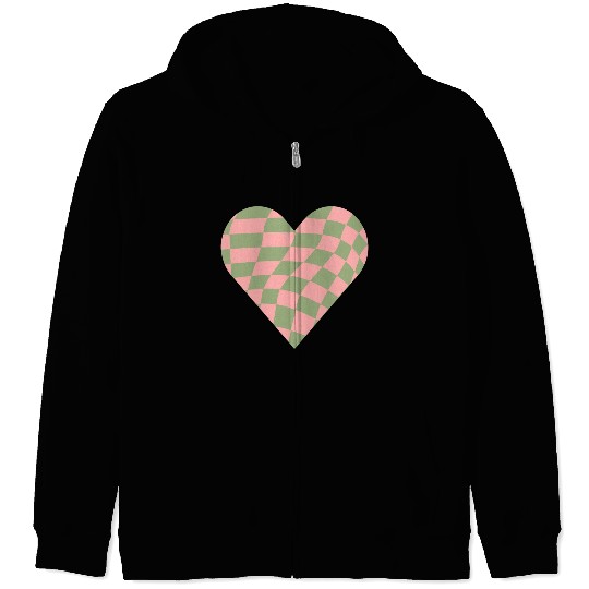 Checkered Heart Zip Hoodies
