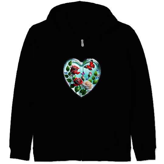 roses and butterflies Zip Hoodies