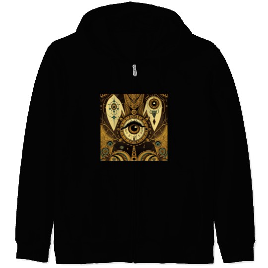 Abstract New Age 1920s Steampunk Design Zip Hoodies