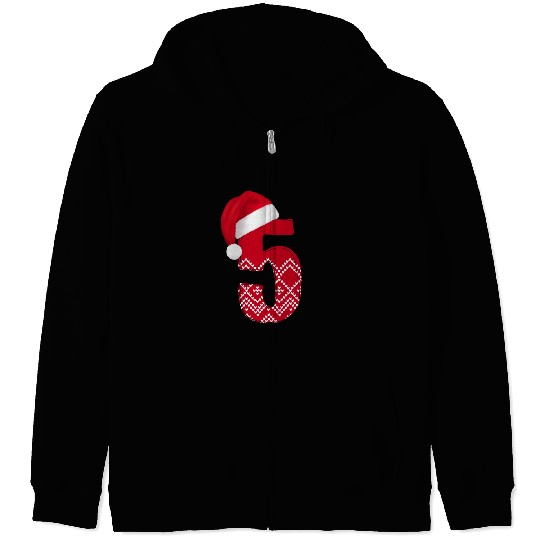 5 Number Fifth Birthday / Wedding Anniversary Zip Hoodies