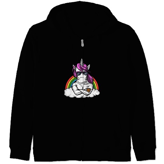 Unicorn Bodybuilder Gym Zip Hoodies