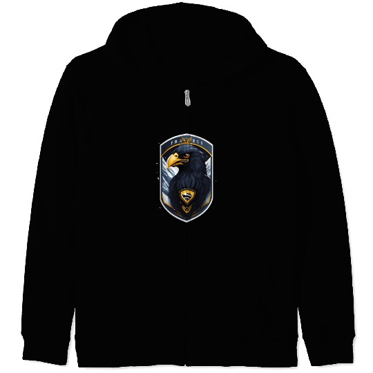 Frost Fury: Ravens of the North - Angry Black Eagl Zip Hoodies