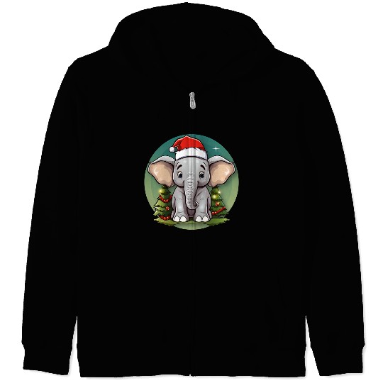 Elephant Christmas Zip Hoodies