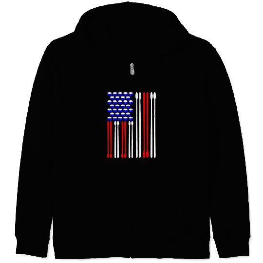 Druming Drummer usa flag for 4th of july Zip Hoodies