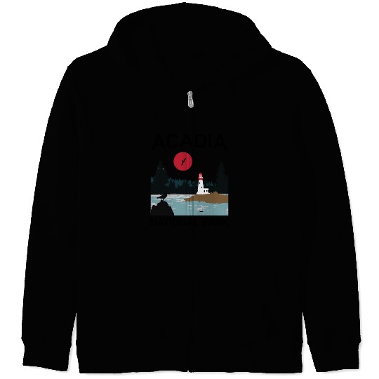 Acadia National Park 80s Maine Mount Island Zip Hoodies