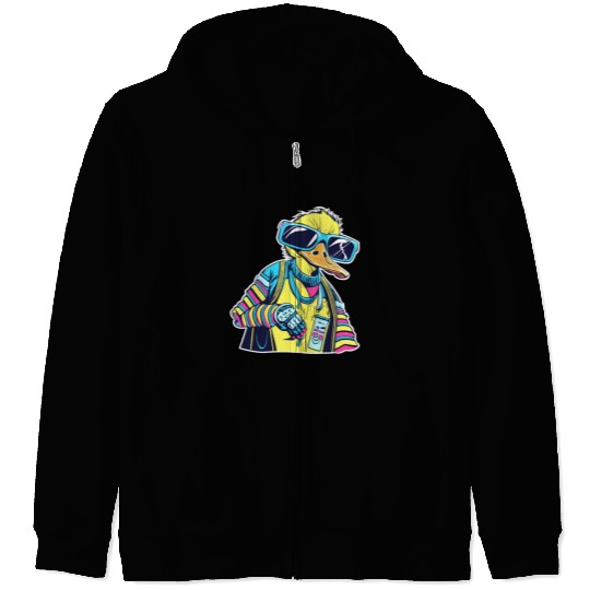 Punk Duck Duckling Punk Rocker Zip Hoodies