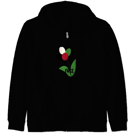 Free Palestine,Flag-colored rose ,watermelon color Zip Hoodies