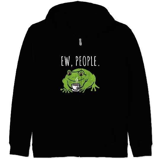 Ew People Cottagecore Frog With Tea Zip Hoodies