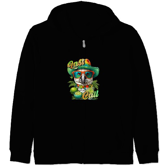 Last call Cocktails Bartender Parties Parrot Zip Hoodies