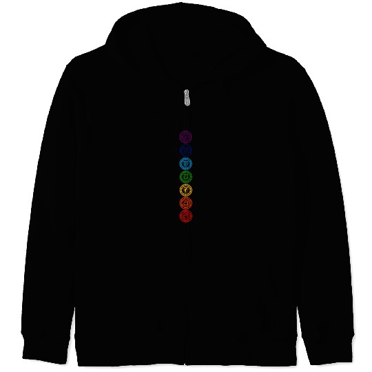 Chakras Yoga Sacred Geometry Om Namaste Kundalini Zip Hoodies