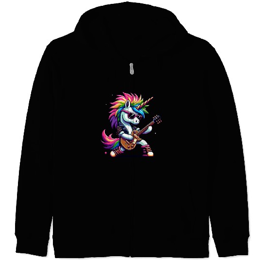 Pixel Punk Rock Unicorn Zip Hoodies