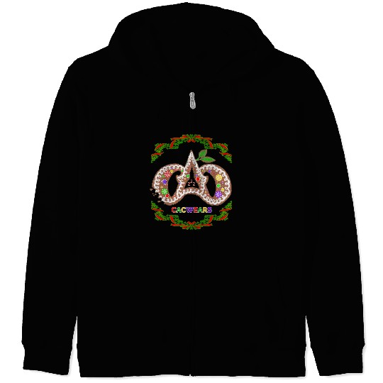 Christmas Bakery Gingerbread Cookie Pastry Logo Zip Hoodies
