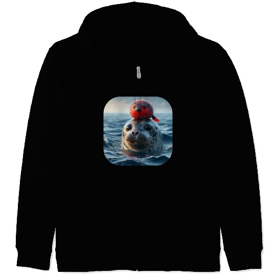 Seal and pufferfish friends from the ocean Zip Hoodies