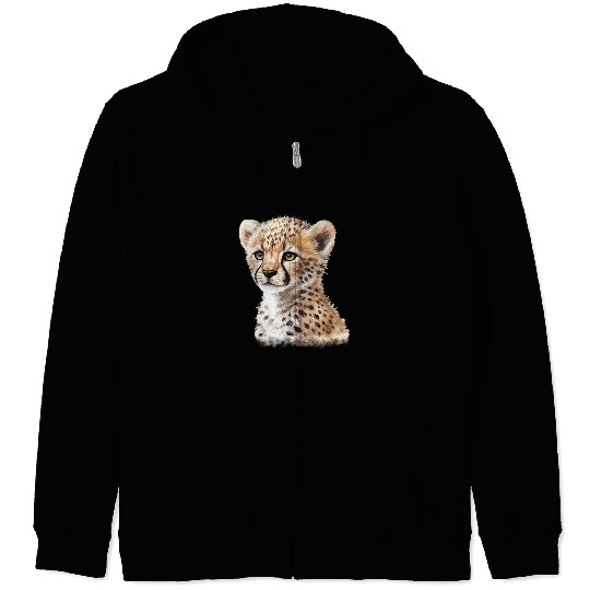 Baby Cheetah Aesthetic Watercolor Painting Zip Hoodies