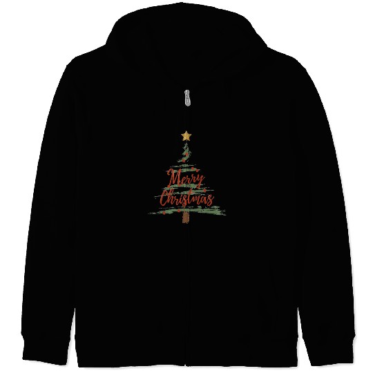 Watercolor Christmas Tree Zip Hoodies