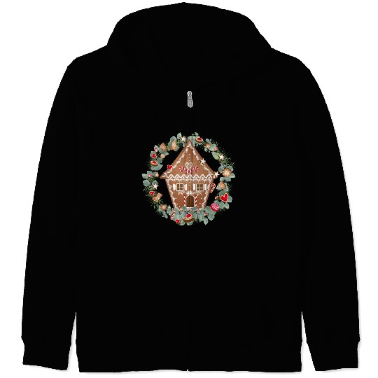 Gingerbread house in Eucalyptus for Christmas Zip Hoodies