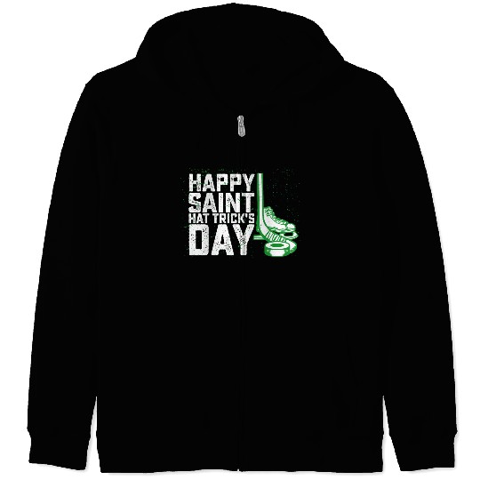 Happy Saint Hat Trick's Day Ice Hockey St Patricks Zip Hoodies