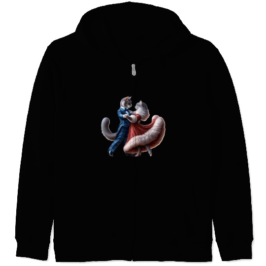 Twilight Dance of Cats Zip Hoodies