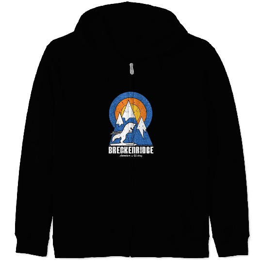 Retro Breckenridge Ski White Fox Zip Hoodies