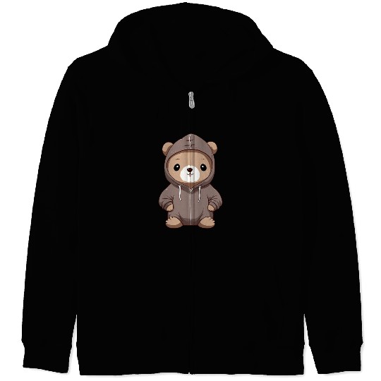 cute cartoon anime otter wearing Zip Hoodies