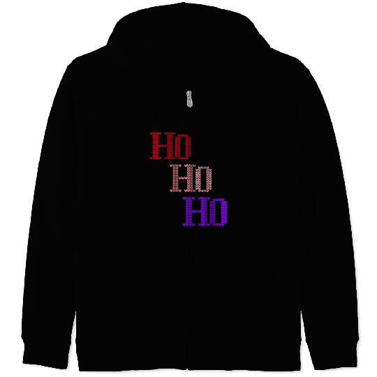 HO HO HO MERRY CHRISTMAS KNITTED STYLE Zip Hoodies