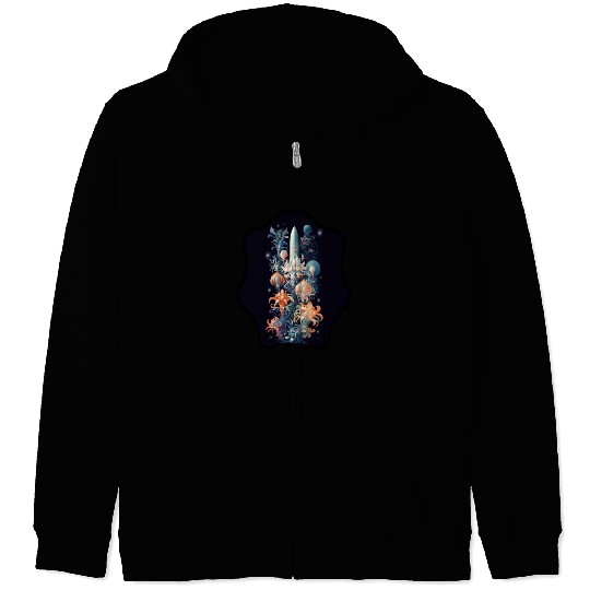 space flower Zip Hoodies