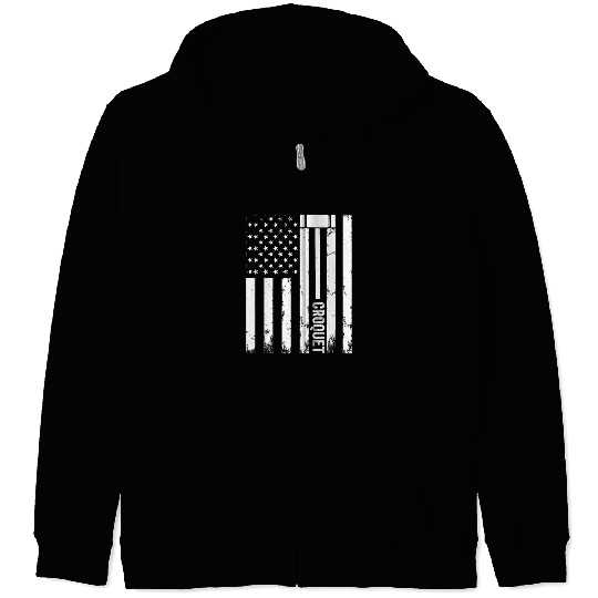 Croquet Player US Flag Croquet Zip Hoodies