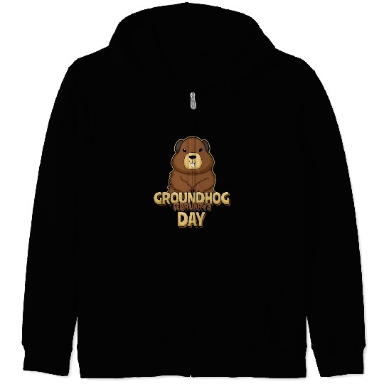 Groundhog Day Day February 2 Cute Kawaii Zip Hoodies