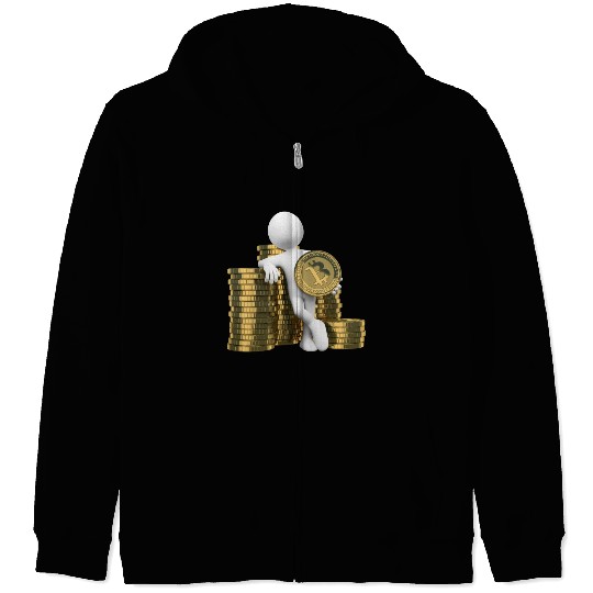 3D White People Bitcoin Zip Hoodies