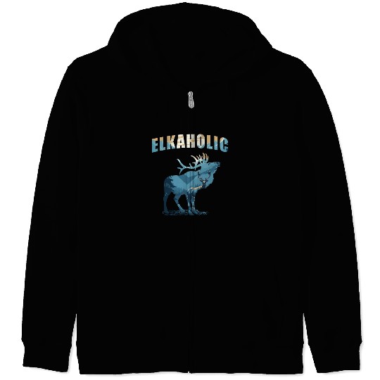 Elk Hunting Elkaholic Hunters Zip Hoodies