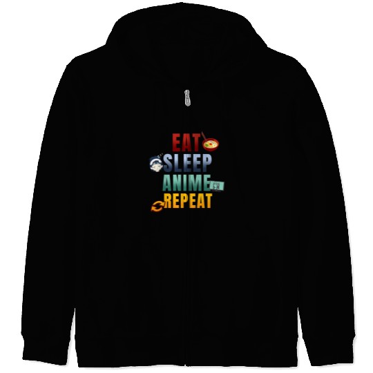 Eat Sleep Anime Repeat Cute Manga Animes Zip Hoodies