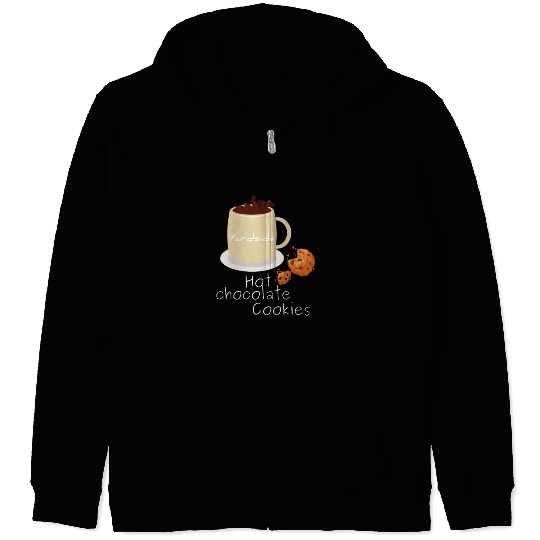 Drink Hot chocolate cookies Yardside font logo Zip Hoodies