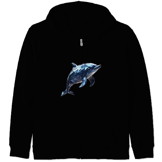 Geometric Style Dolphin Zip Hoodies