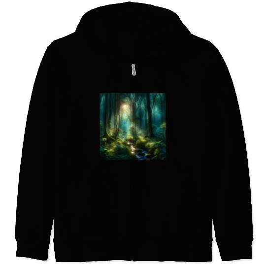 Twilight Enchantment A Mystical Forest Scene Zip Hoodies