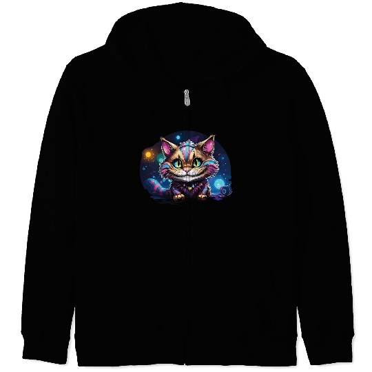 Fantasy Cheshire Cat Smile, Alice in Wonderland Zip Hoodies