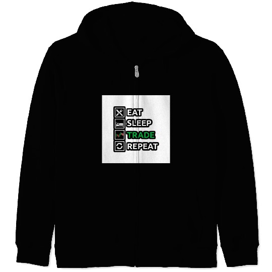 Bitcoin Eats Sleep Trade and Repeat Criptocurrency Zip Hoodies