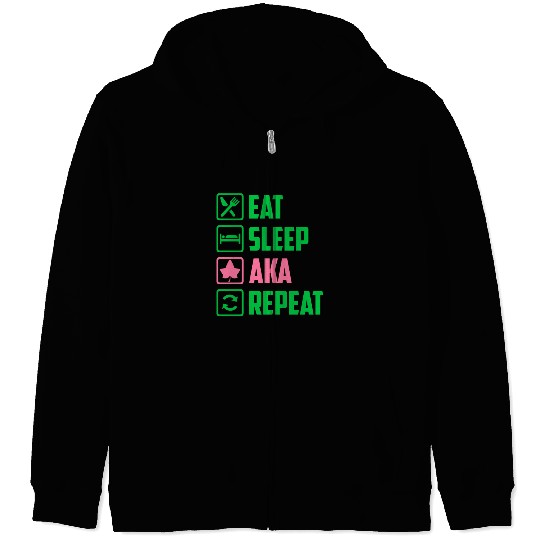 Eat Sleep AKA Repeat Alpha Kappa Alpha Womens Gift Zip Hoodies
