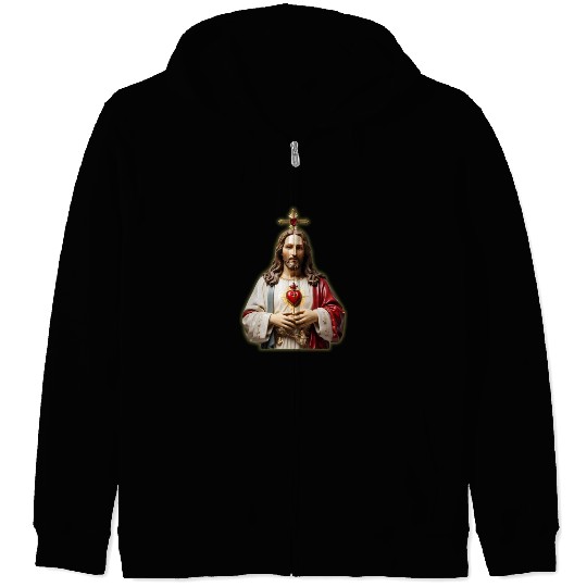 sacred heart of jesus Zip Hoodies
