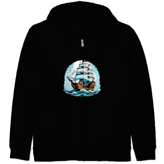 Pirate Ship 1 Zip Hoodies