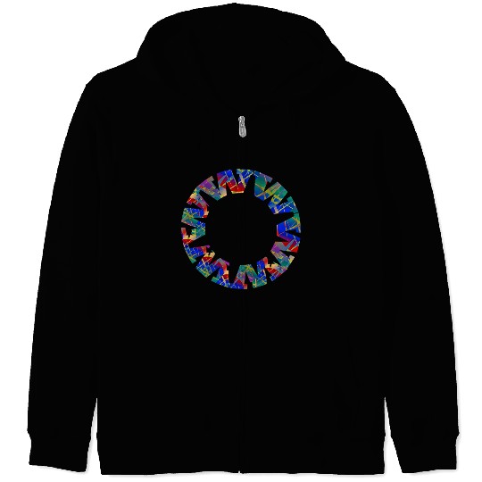English-W alphabet black font letters Zip Hoodies
