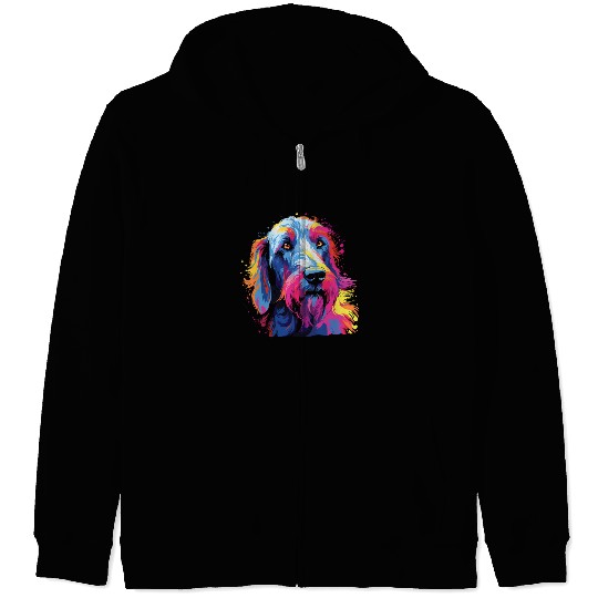 Watercolor Colorful Irish wolfhound Zip Hoodies