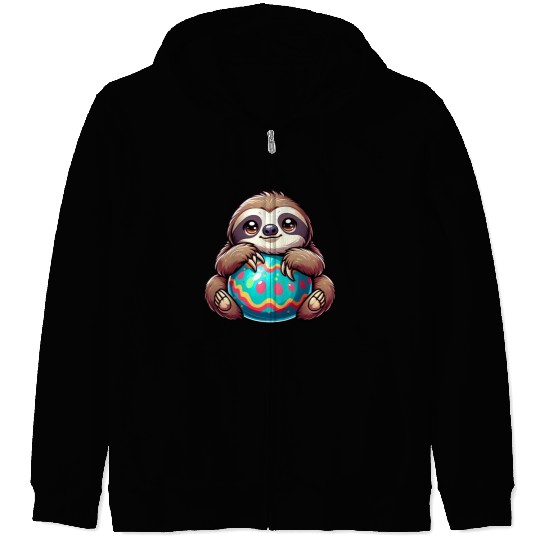 Easter Sloth: Embrace and Easter Egg Zip Hoodies