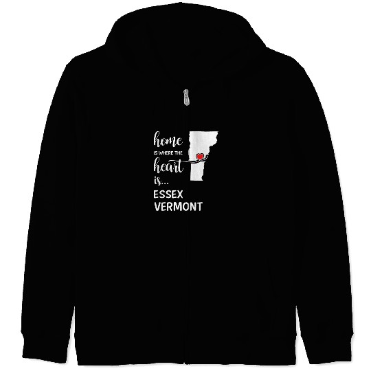 Essex County Vermont Is Where My Heart Is Gift Zip Hoodies