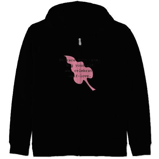Self-Love Affirmation Leaf Design Zip Hoodies