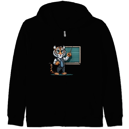 Cute Tiger Teacher Zip Hoodies