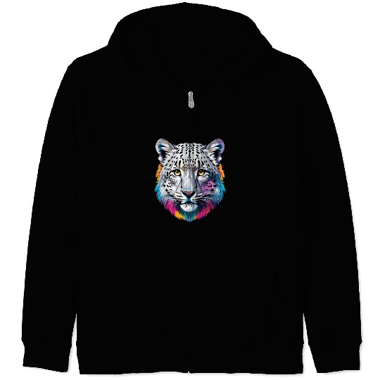 Snow Leopard Zip Hoodies