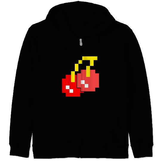 8 Bit Pixel Cherries 80s Video Game Halloween Zip Hoodies