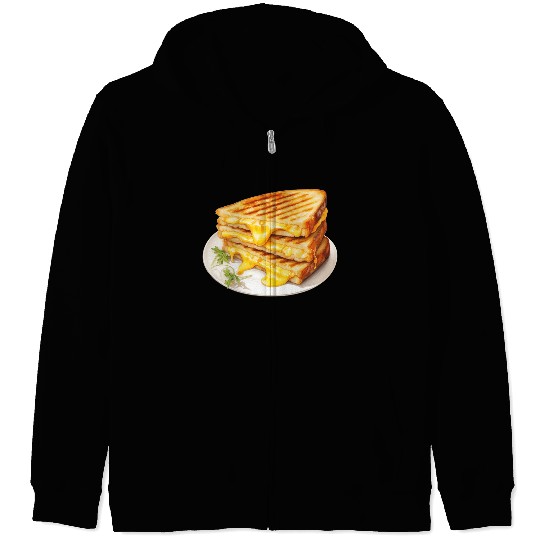 Plate of Grilled Cheese Sandwich Zip Hoodies