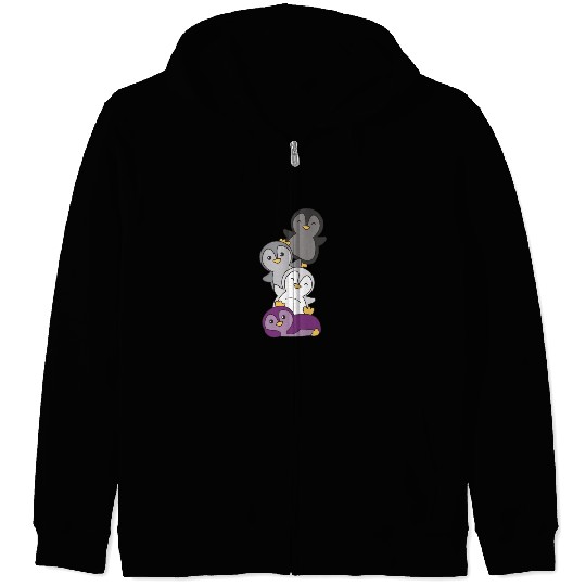 Asexual Flag Pride Lgbtq Cute Penguin Bunch Zip Hoodies